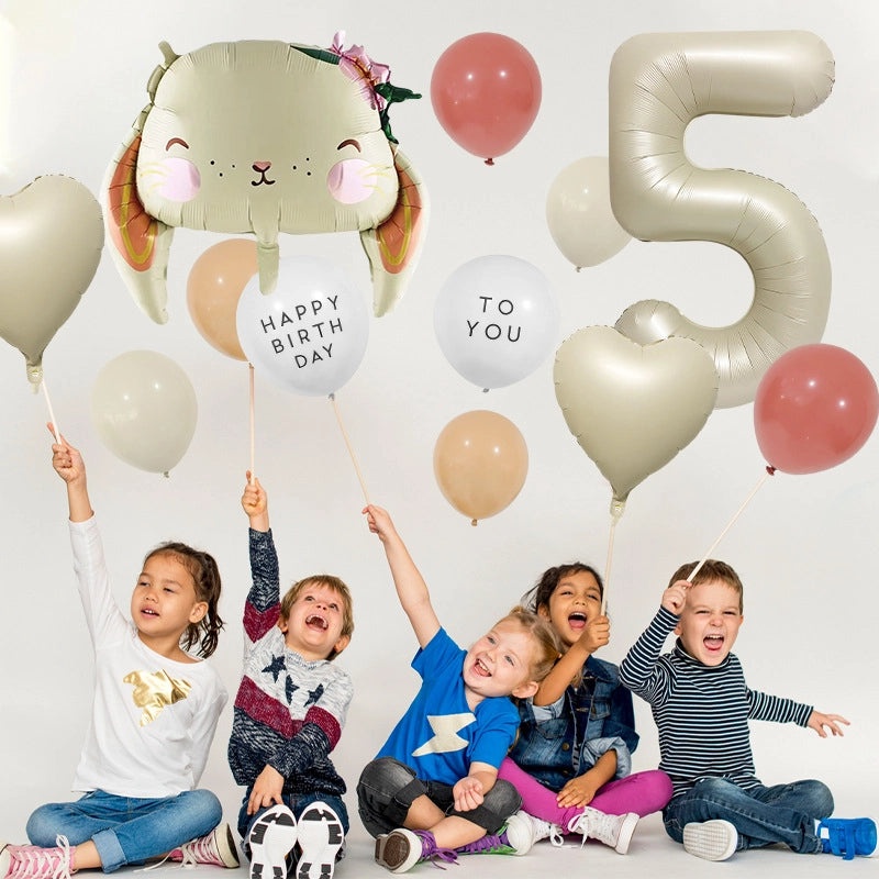 2 Pieces Birthday Rabbit Number Balloons Aluminum Foil Cute Party Decorations|Party Supplies Balloons