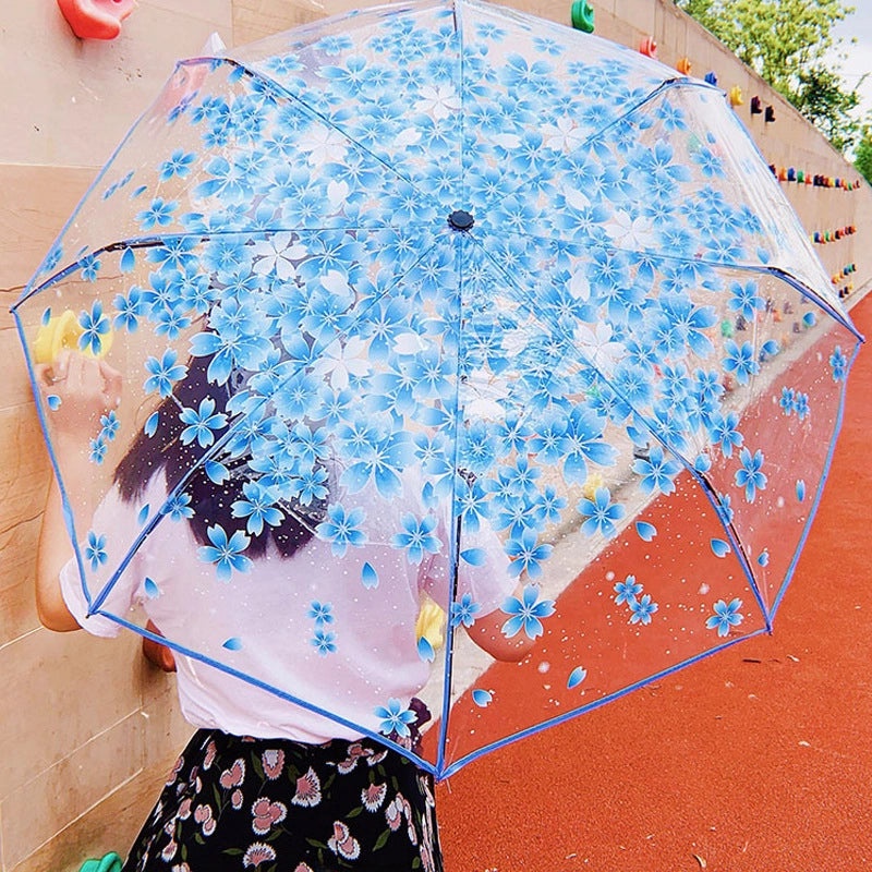 Small Daisy Automatic Folding Umbrella White Transparent Japanese Student Rain Sun Umbrella | Umbrellas & Rain Gear
