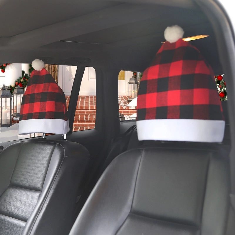 Christmas Plaid Thickened Car Back Cushion Chair Cover Soft Backrest Protector | Car Accessories
