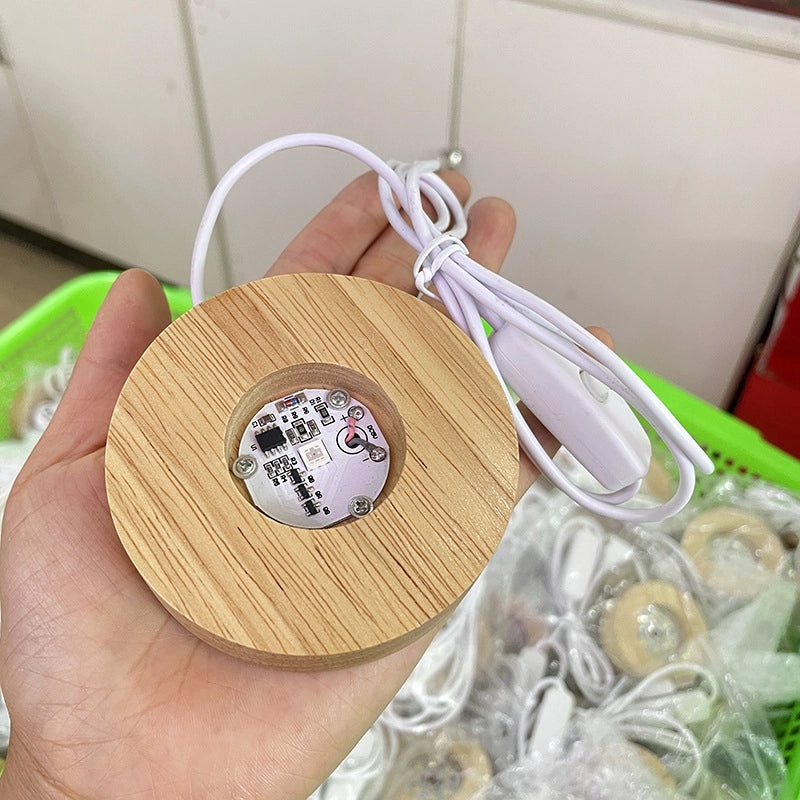 LED Crystal Ball with Wooden Stump Base USB Night Light for Desktop Decoration|Home Decor & Lighting