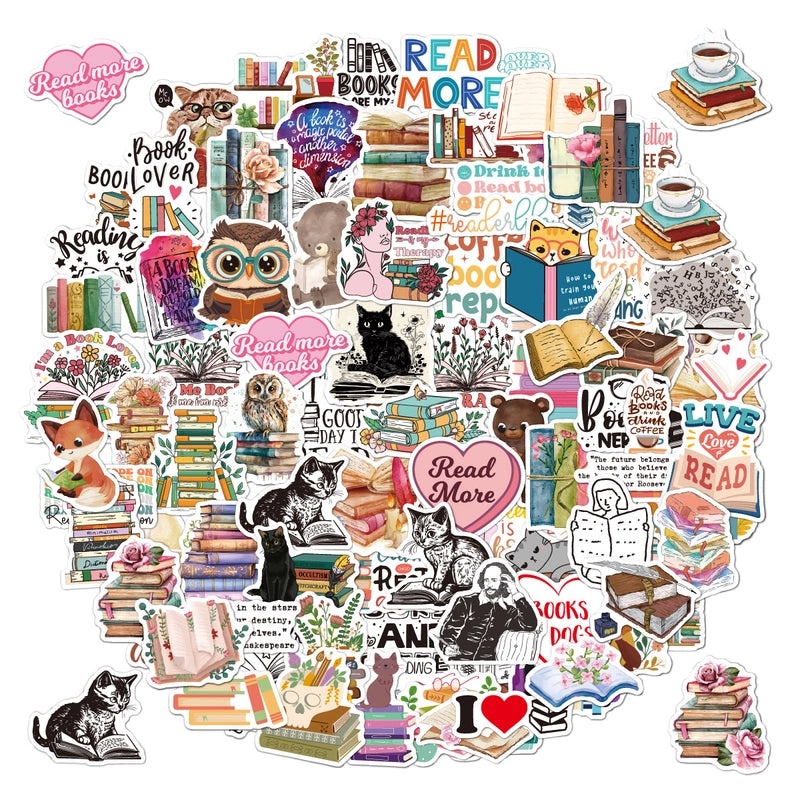 2 Packs of 100 Reading Stickers Waterproof Vinyl Decals for Computer Laptop Acrylic Office Supplies|Office Supplies