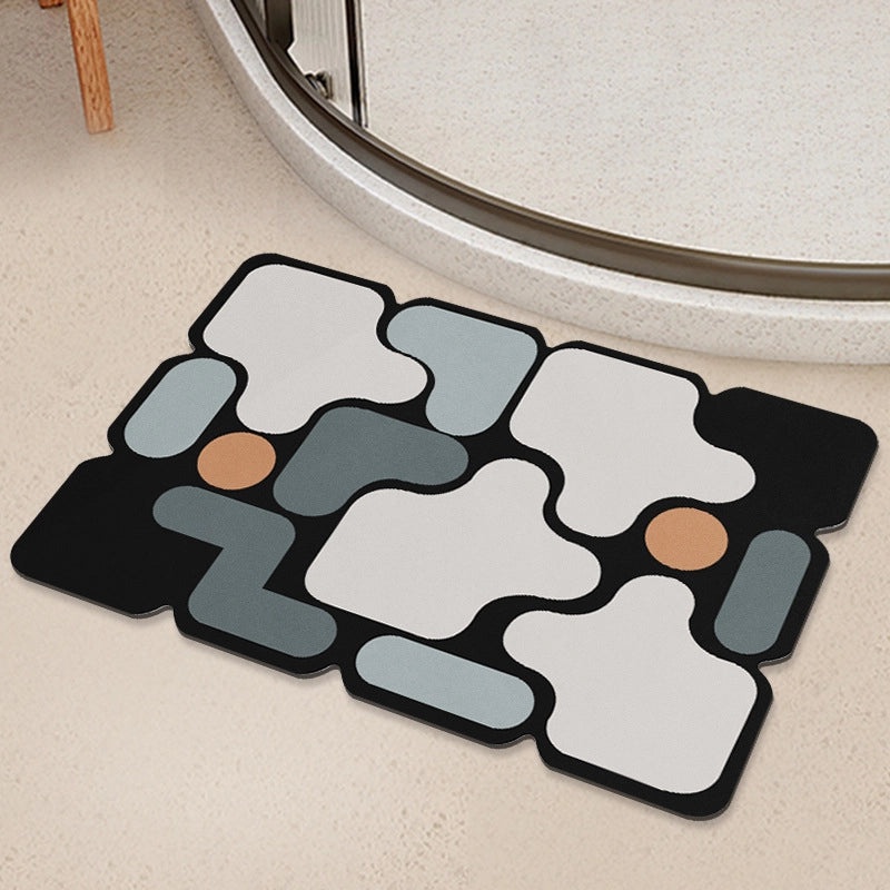 Geometric Diatom Mud Absorbent Bath Mat Non-Slip Soft Bathroom Rug|Bath Accessories