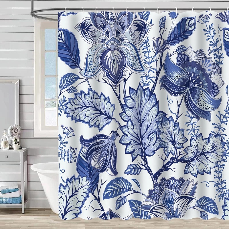 Waterproof Tropical Jungle Leaf Shower Curtain with Hooks 3D Printed Polyester for Bathroom|Shower Curtains & Accessories