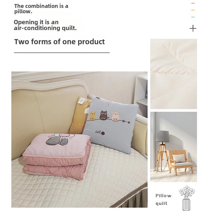Cartoon House Pillow Quilt Multifunctional Dual-use Blanket and Pillow Two-in-One Soft Cozy Bedding|Home Textiles & Bedding