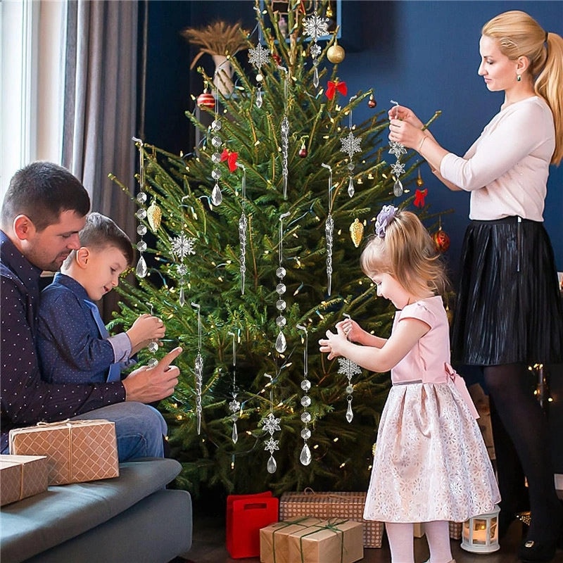 Christmas Clear Crystal Acrylic Pendant Decorative Lamp Ornaments Wedding Home Beaded String Curtain|Home Decor