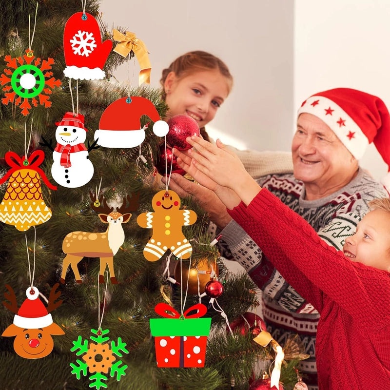 Christmas DIY Wooden Decorations Set Unfinished Snowman Reindeer Snowflake Tree Pendant | Holiday Crafts & DIY Supplies