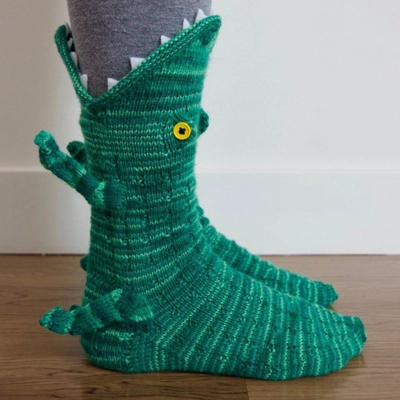Explosive Knit Crocodile & Shark Pattern Floor Socks Cozy Christmas Warm Socks|Socks & Hosiery