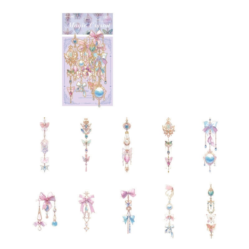 3D Ice Crystal Pet Laser Stickers for Jewelry Planner Frames | Jewelry Craft Supplies