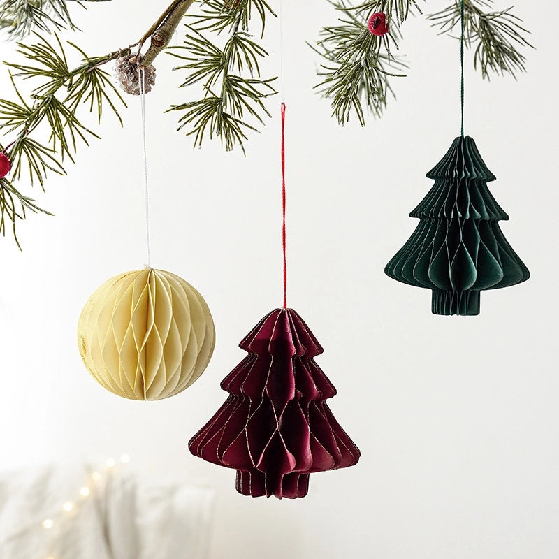 Nuoqi Nordic Origami Honeycomb Christmas Tree Ornament Pendant for Home Party Decoration Supplies|Christmas Decorations