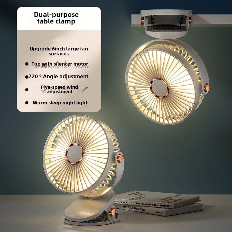 USB Rechargeable Mini Clip Fan Portable Silent Night Light Fan for Dormitory Students|Home & Living > Fans & Cooling
