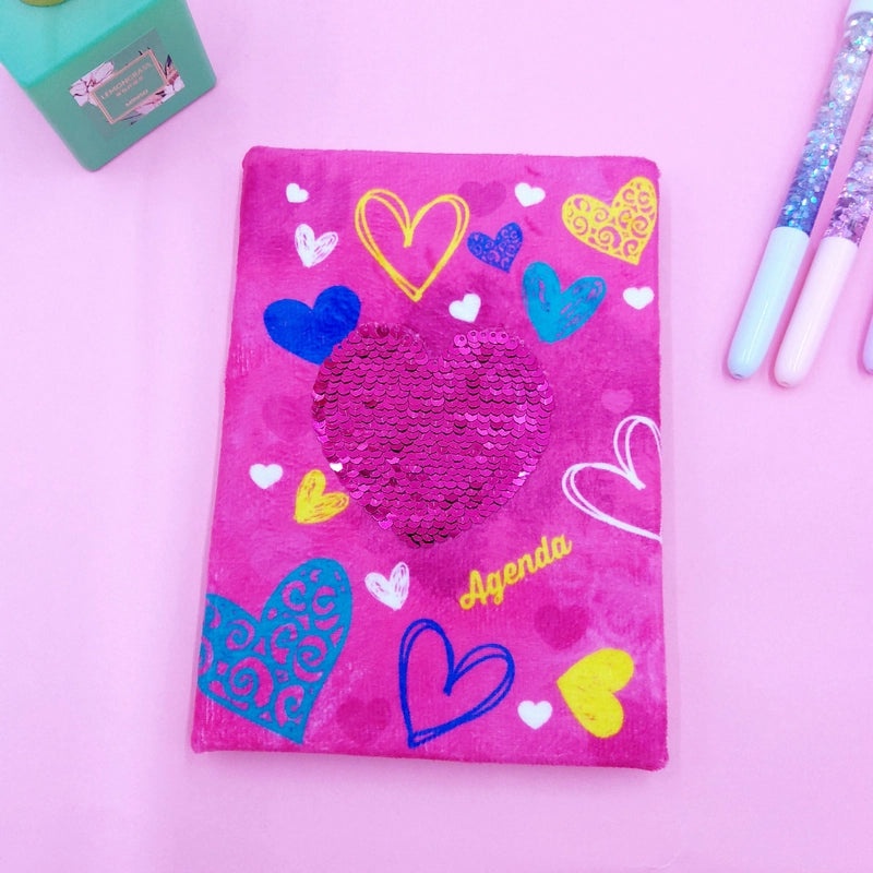 Ice Cream Star Red Heart Plush Notebook with Sequins | Stationery & Notebooks