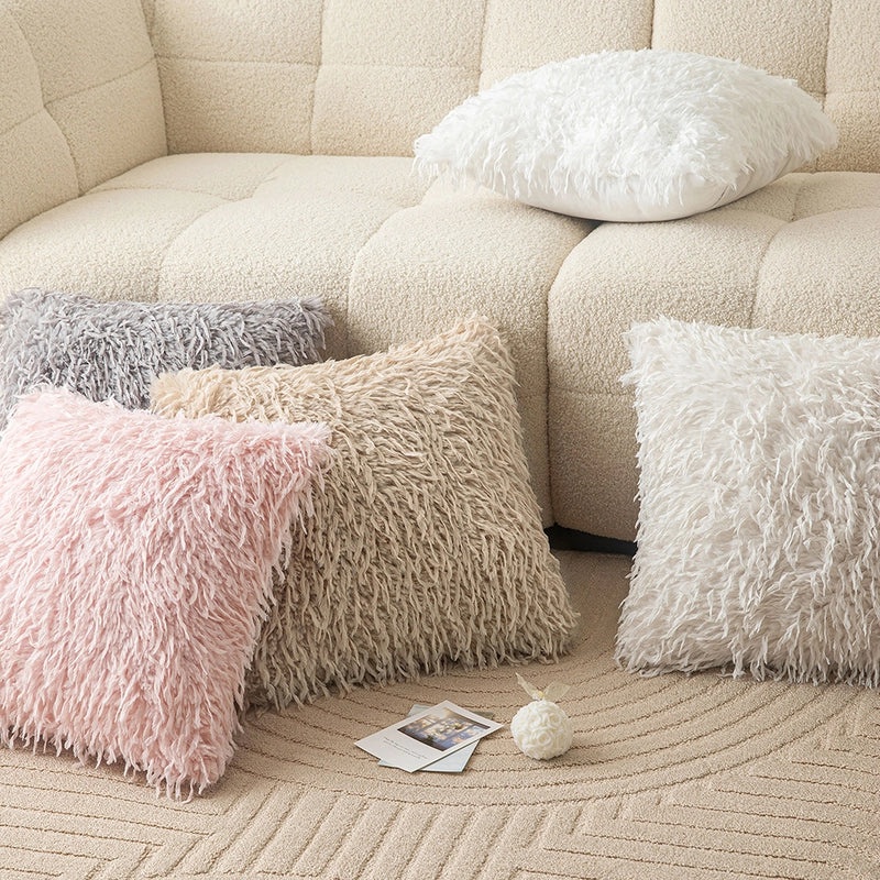 Soft Solid Color Plush Pillow Covers for Couch and Sofa | Home Decor Pillows