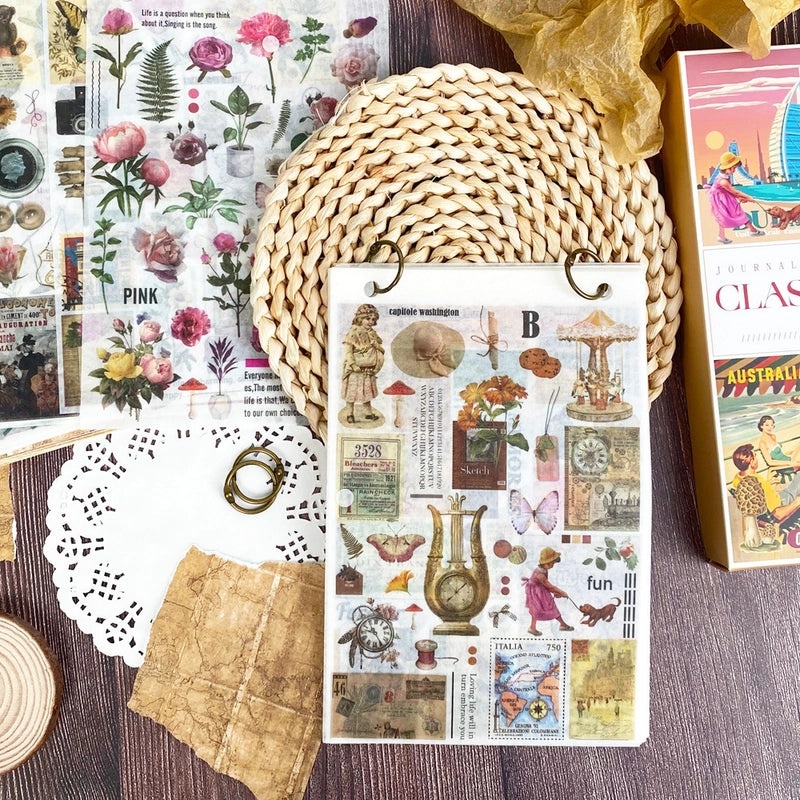 Vintage Style Letter Butterfly School Learning PVC Sticker Set|Stationery & Craft Supplies