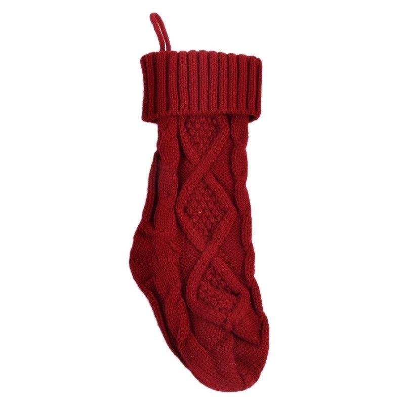 Knitted Wool Christmas Candy Bag Socks Ornaments Rhombus Pattern Holiday Gift Bag | Christmas Decorations