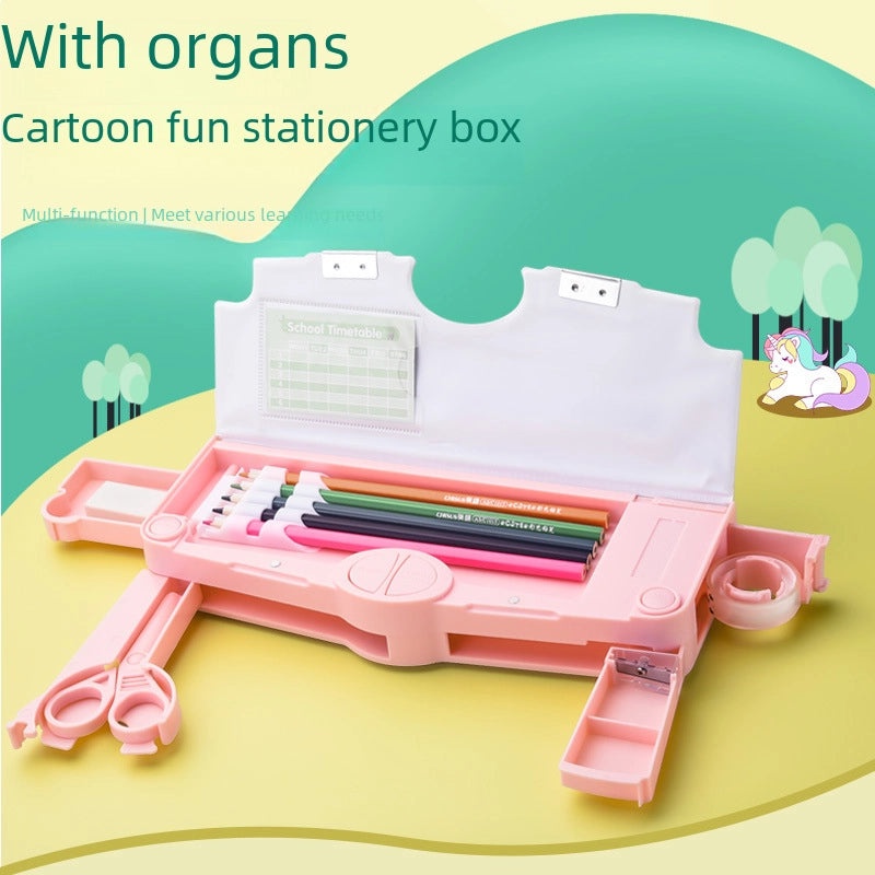 Large Capacity Double Layer Kids Pencil Box Cute Plastic Stationery Organizer for Boys Girls School Office|School Supplies