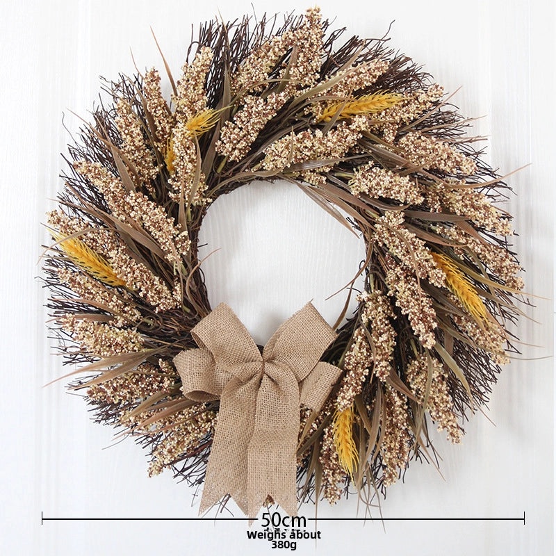 50cm Thanksgiving Wheat Garland Rattan Ring Harvest Festival Home Decor|Home Decorations