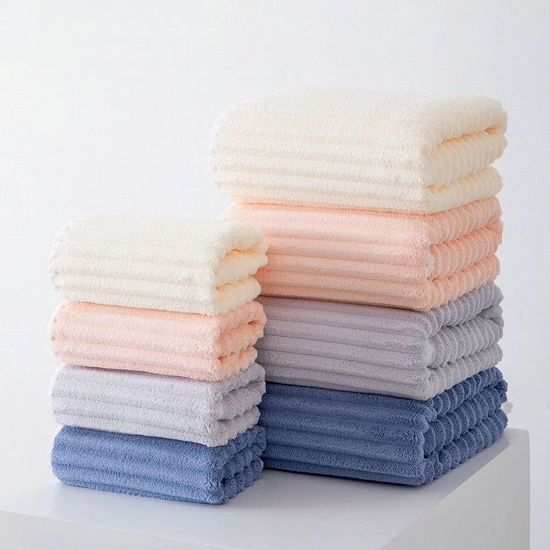 Coral Velvet Corduroy Bath Towel and Shower Cap Set Thick Absorbent Lint-free 3-Piece Household Towel Set|Home Bath Textiles