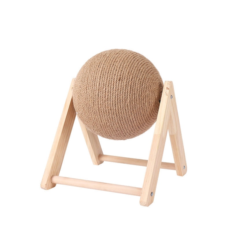 Durable Wooden Cat Scratching Post with Hand-Wound Rope Ball and Climbing Frame for Pets|Cat Toys & Accessories