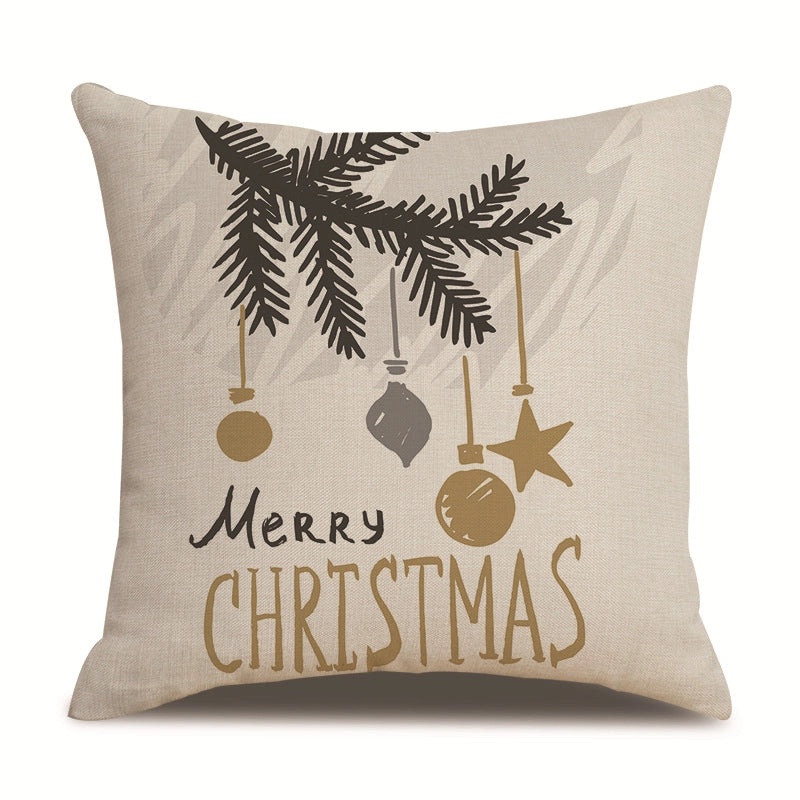 Minimalist Christmas Tree and Snowman Linen Pillow Covers | Home Decor & Sofa Accessories