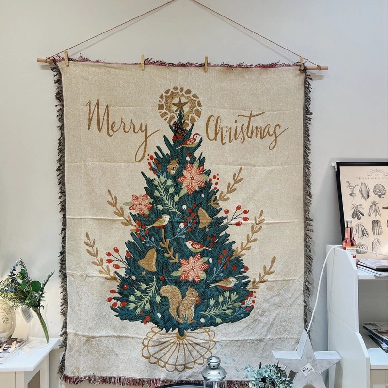 Elegant Christmas Stripe Cotton Blanket for Couch & Sofa Decor | Home Textiles & Blankets