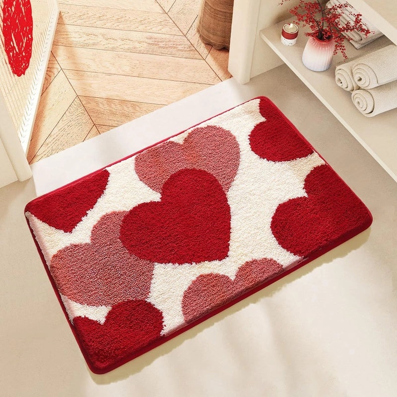 Valentine's Day Casual Elegant Letter Heart Shape Imitation Cashmere Polyester Bath Mat|Home & Bath Accessories