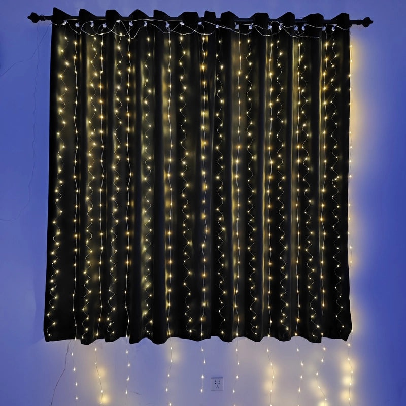 USB LED Copper Wire String Lights with Leather Cord 3x3 Curtain Lamp Remote Control Hook | Home & Garden Lighting