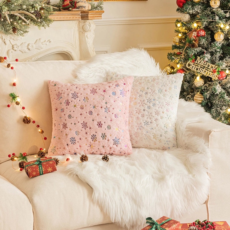 Christmas Snowflake Plush Pillow Covers Minimalist Sofa Couch Decor|Home Decor