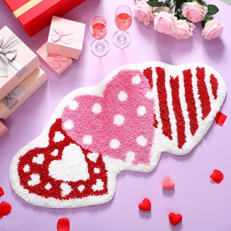 Valentine's Day Casual Elegant Letter Heart Shape Imitation Cashmere Polyester Bath Mat|Home & Bath Accessories