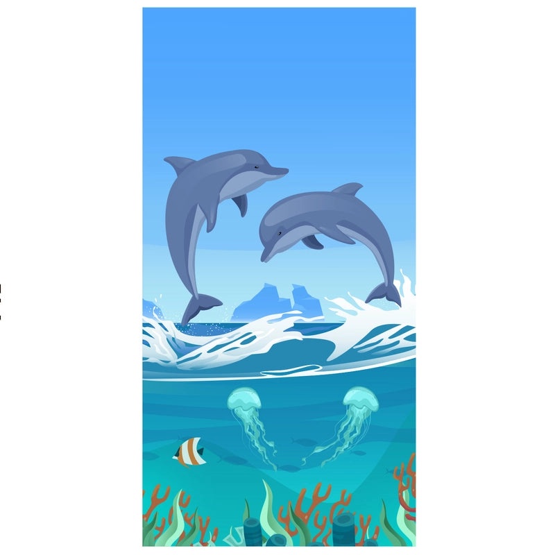 Underwater Animal Print Double-Sided Velvet Polyester Bath Towel | Bath & Beach Towels