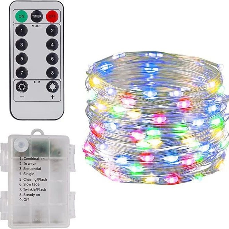 USB Waterproof LED Light String with 8 Functions, Remote Control, Copper & Leather Wire, Battery Box | Home Decor & Lighting