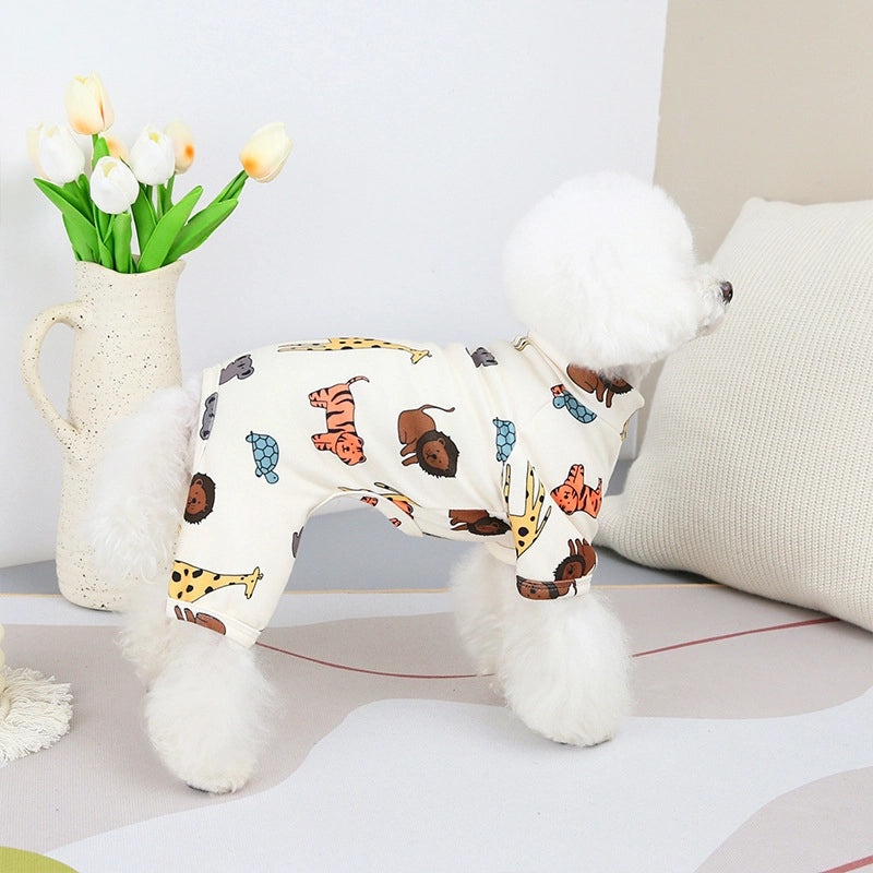 Spring Summer Pet Apparel Cute Printed Tiger Four-Legged Dog Cat Home Clothes Small Medium Puppy Wear|宠物服装