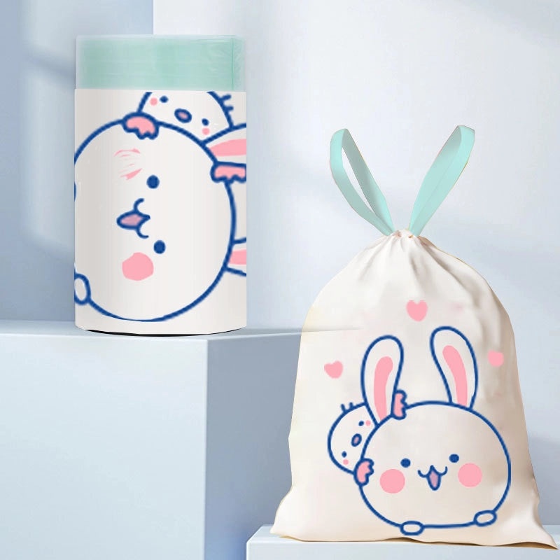 Thickened Printed Rabbit Pattern Large Portable Drawstring Trash Bags for Kitchen Dorm Student Use|Household Cleaning Supplies