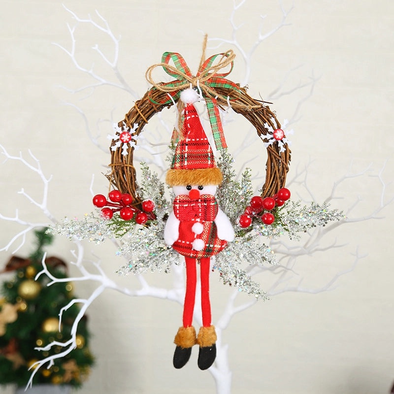 Christmas Hanging Ornaments Santa Snowman Elk Wood Cloth Decorations for Party|Christmas Decorations