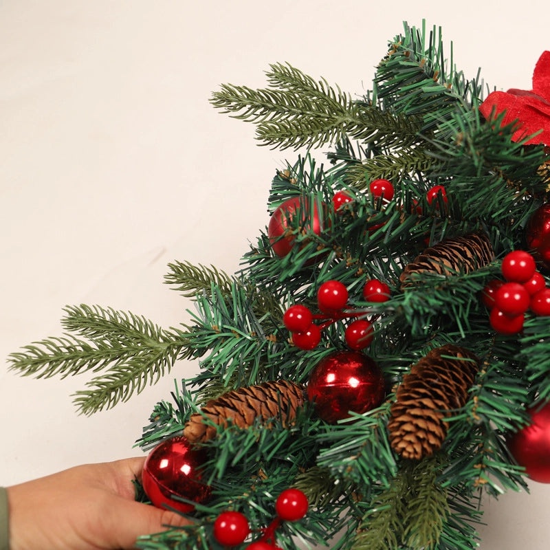 Christmas PE Mixed Flower Upside Down Tree Door Hanging Pendant for Front Door Home Decoration|Holiday Decorations