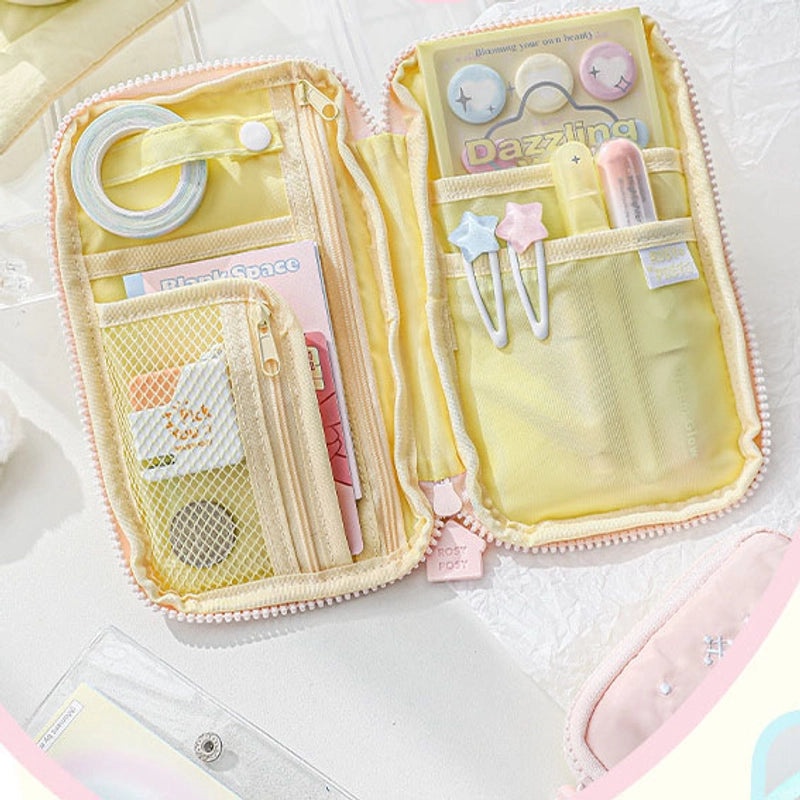Color Block Korean Style Cute School Pencil Case for Students|Stationery & Pencil Cases