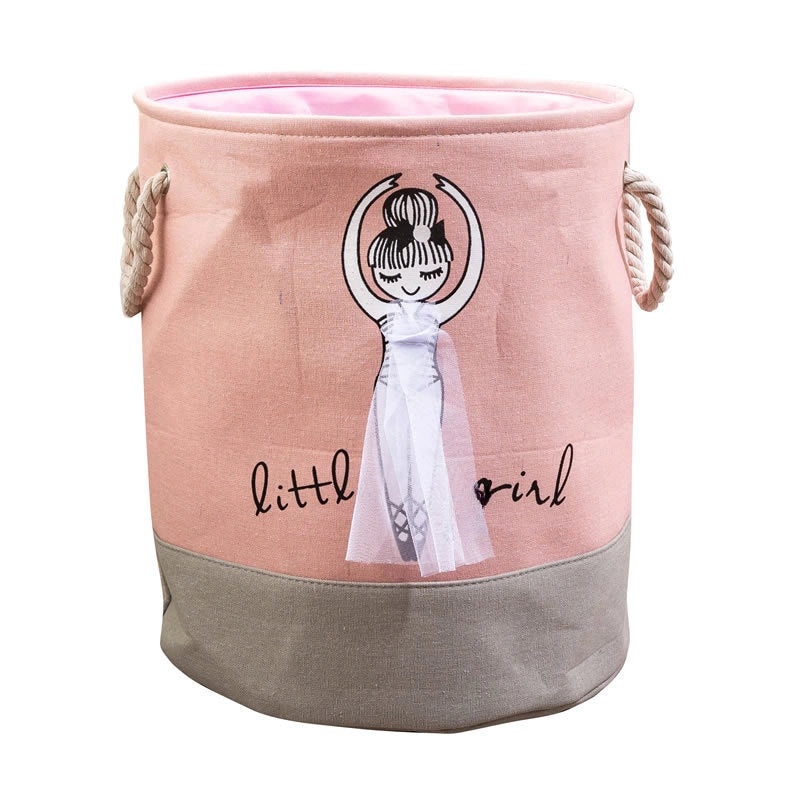 Dancing Girls Round Fabric Storage Basket Thickened Large Laundry Hamper Home Organizer Bag|Home Storage & Organization