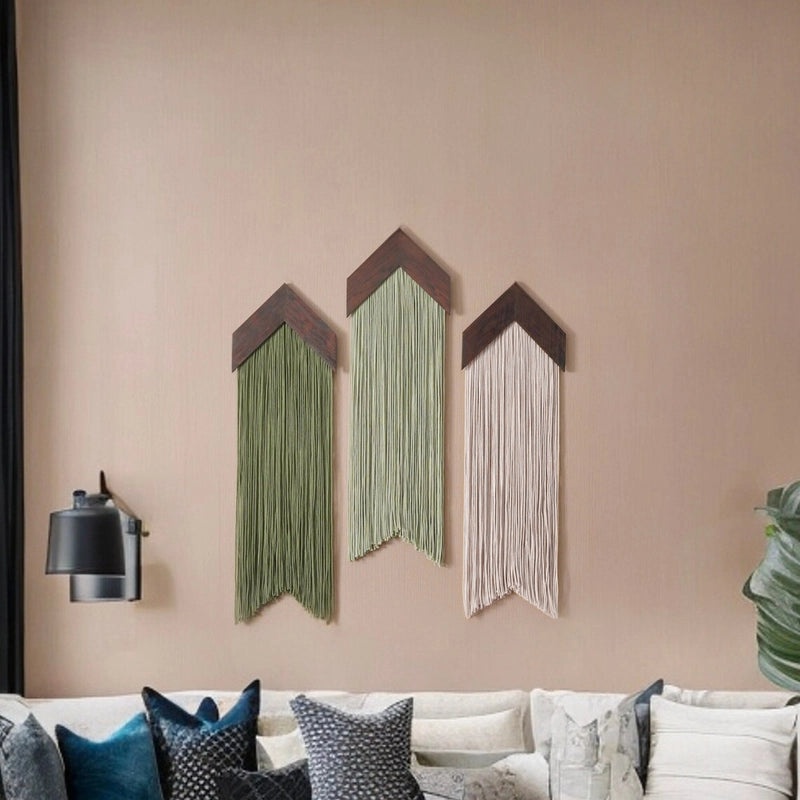 Nordic Wooden Cloud Cotton Rope Wall Hanging DIY Tapestry Tassel Kit|Home Decor & Wall Art