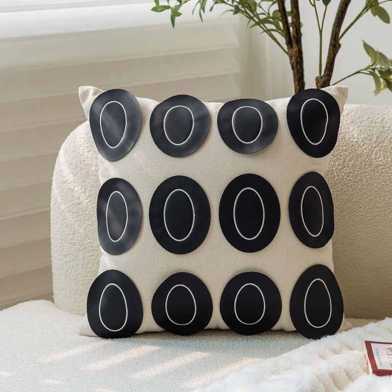 Geometric Pattern Solid Color PU Leather Pillow Covers for Couch Sofa Decor|Home Decor & Cushion Covers