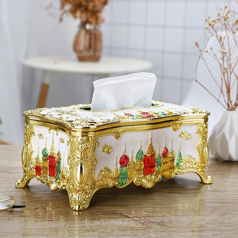 Golden Edge Small Napkin Tissue Box for Home Desktop Use | Home & Living Accessories