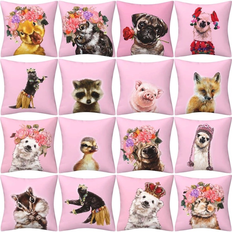 Adorable Animal Print Polyester Pillow Covers for Couch & Sofa Decor|Home Decor Accessories