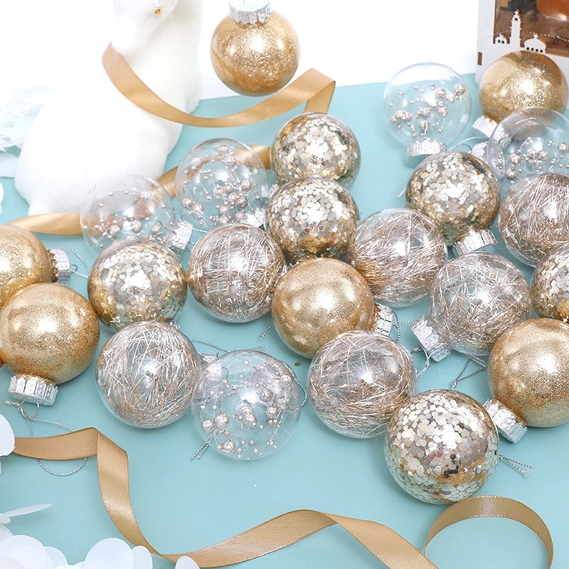 Set of 24 Transparent Plastic Christmas Balls 6cm & 8cm | Christmas Tree Decorations | Holiday Ornaments | Xmas Pendants | Festive Decor | Christ