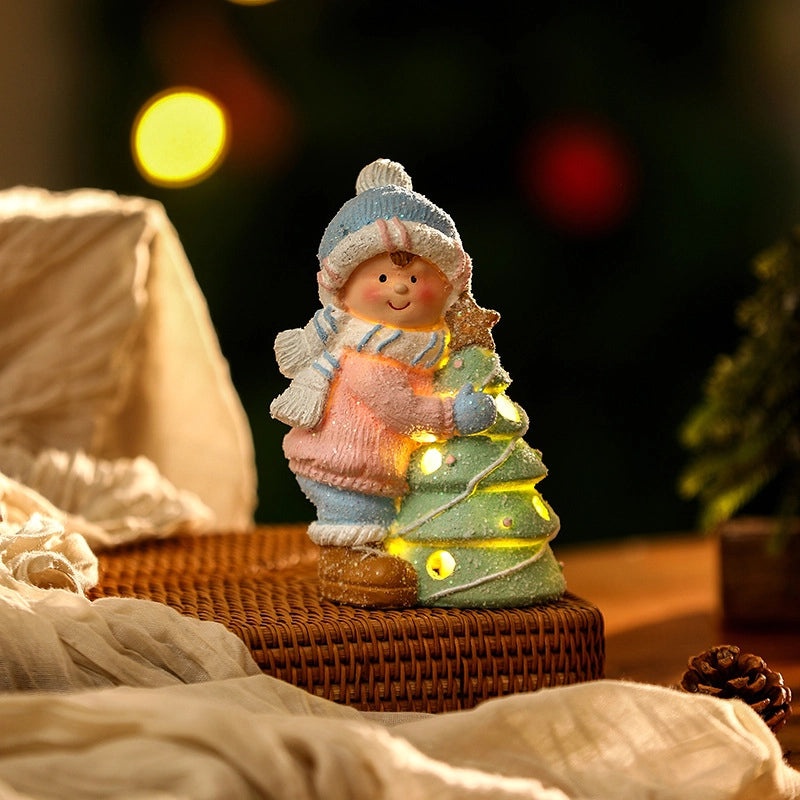 Festive Ceramic Night Lights with Christmas Cartoon Pastoral Color Block Design|Home Decor & Lighting