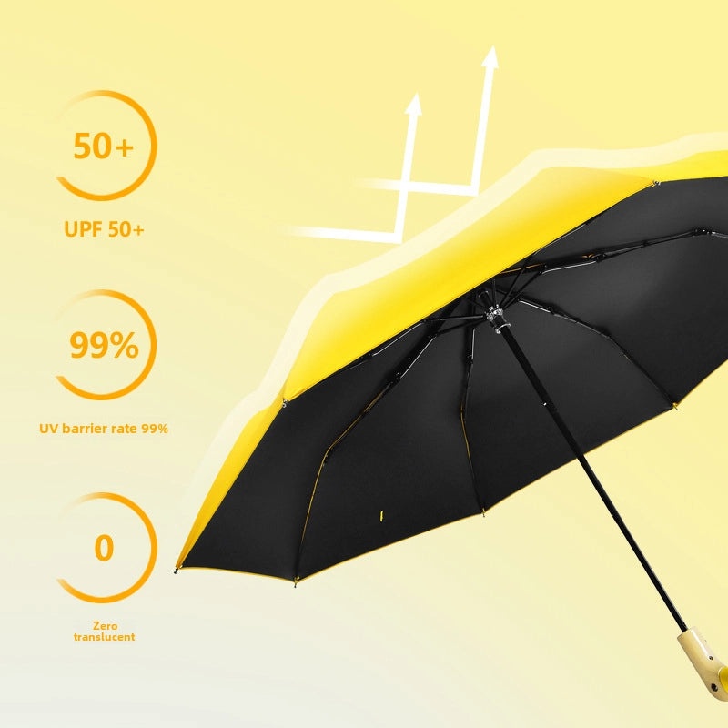 Creative Duck Head Umbrella with Wooden Handle, Cute Women's Black Sunscreen Umbrella, 30% Off|Fashion Accessories>Umbrellas & Rain Gear