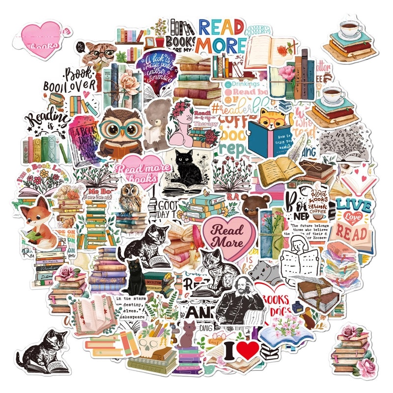 2 Packs of 100 Reading Stickers Waterproof Vinyl Decals for Computer Laptop Acrylic Office Supplies|Office Supplies