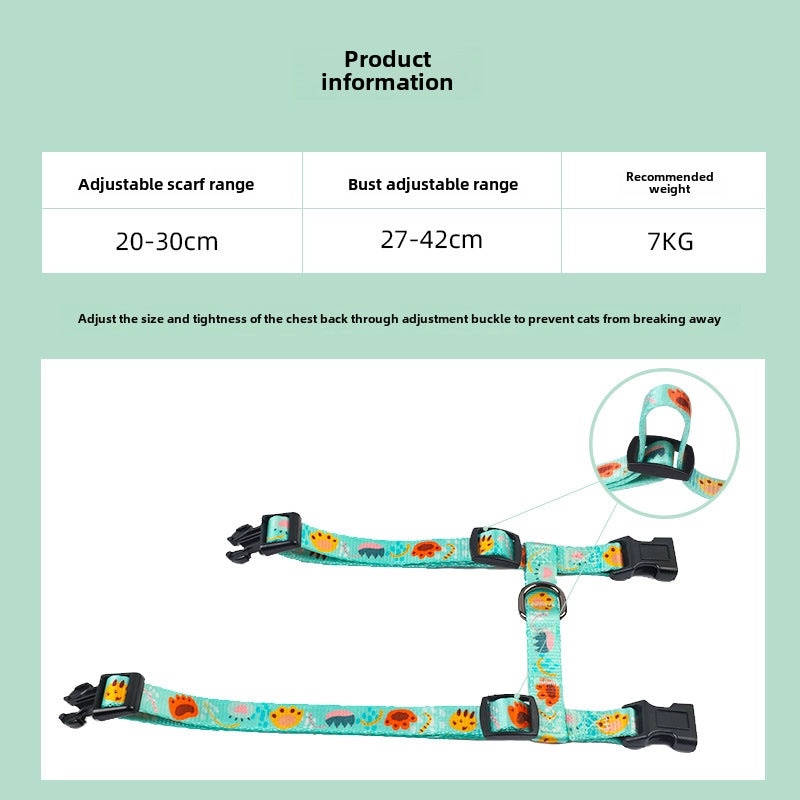 Customizable Cat Harness Leash H-Shaped Chest Strap Anti-Break Durable Cat Leash | Pet Supplies > Cat Accessories