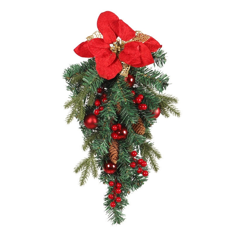 Christmas PE Mixed Flower Upside Down Tree Door Hanging Pendant for Front Door Home Decoration|Holiday Decorations