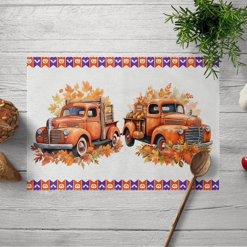 Halloween Pumpkin Skull Polyester Placemat Funny Decorative Dining Mat|Home Decor Tableware