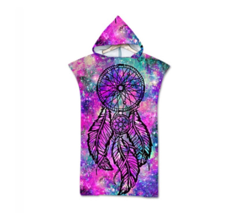Geometric Print Hooded Beach Towel for Adults Soft Absorbent Cloak Bath Towels|Bath & Beach Towels