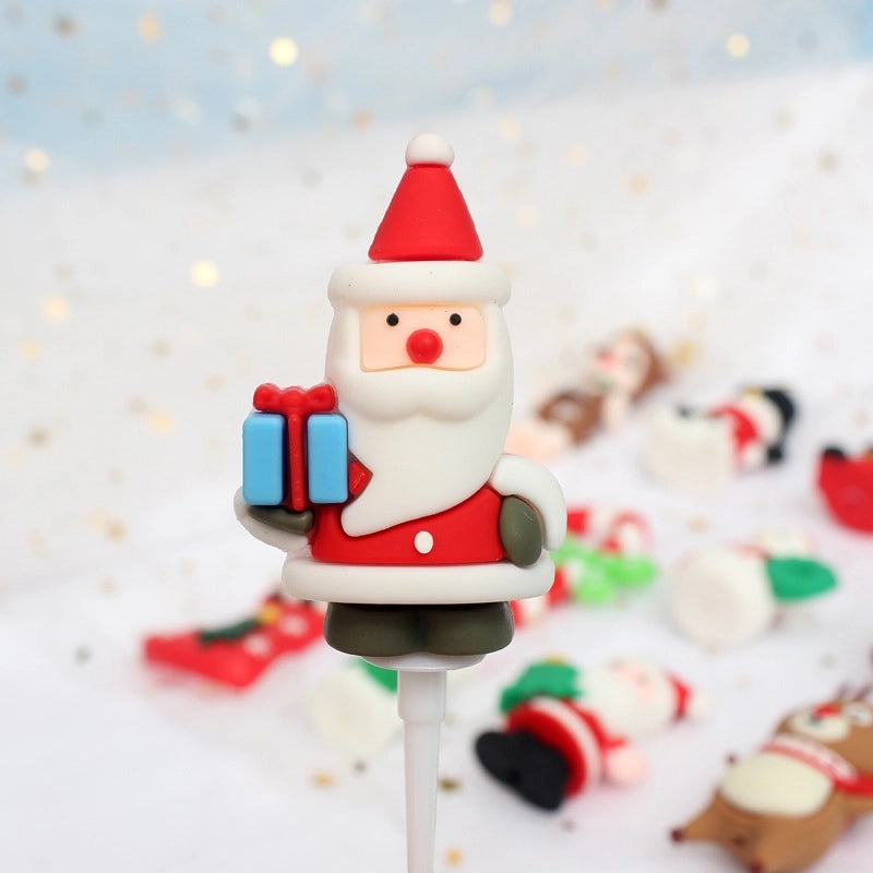 Christmas Cake Decoration Set Soft Glue Plug-in Christmas Tree Santa Snowman Reindeer Holiday Decor|Christmas Cake Decorations