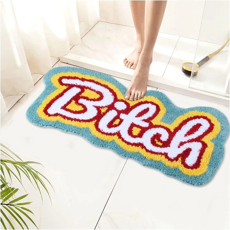 Cozy Casual Letter Pattern Faux Cashmere Bath Mat|Home Decor Bath Accessories